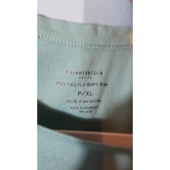 Charter Club Women's Green Short Sleeve Pima Cotton Top Petite XL - Picture 3 of 4